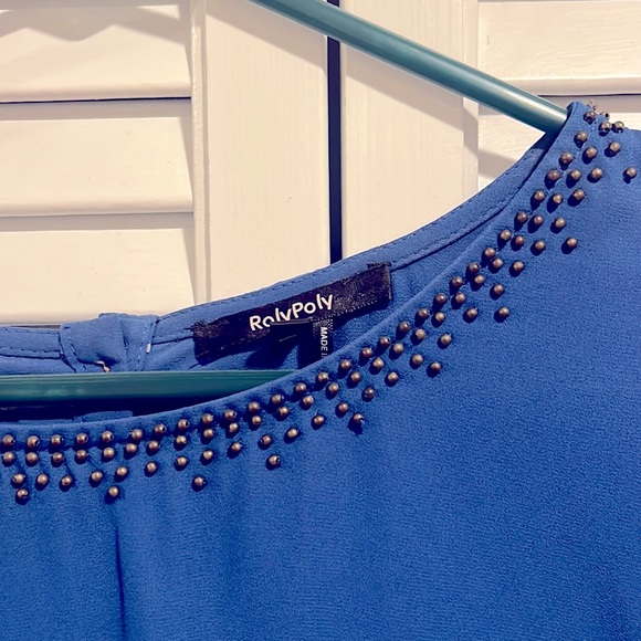 Royal blue blouse top with 3/4 sleeves - Picture 3 of 3